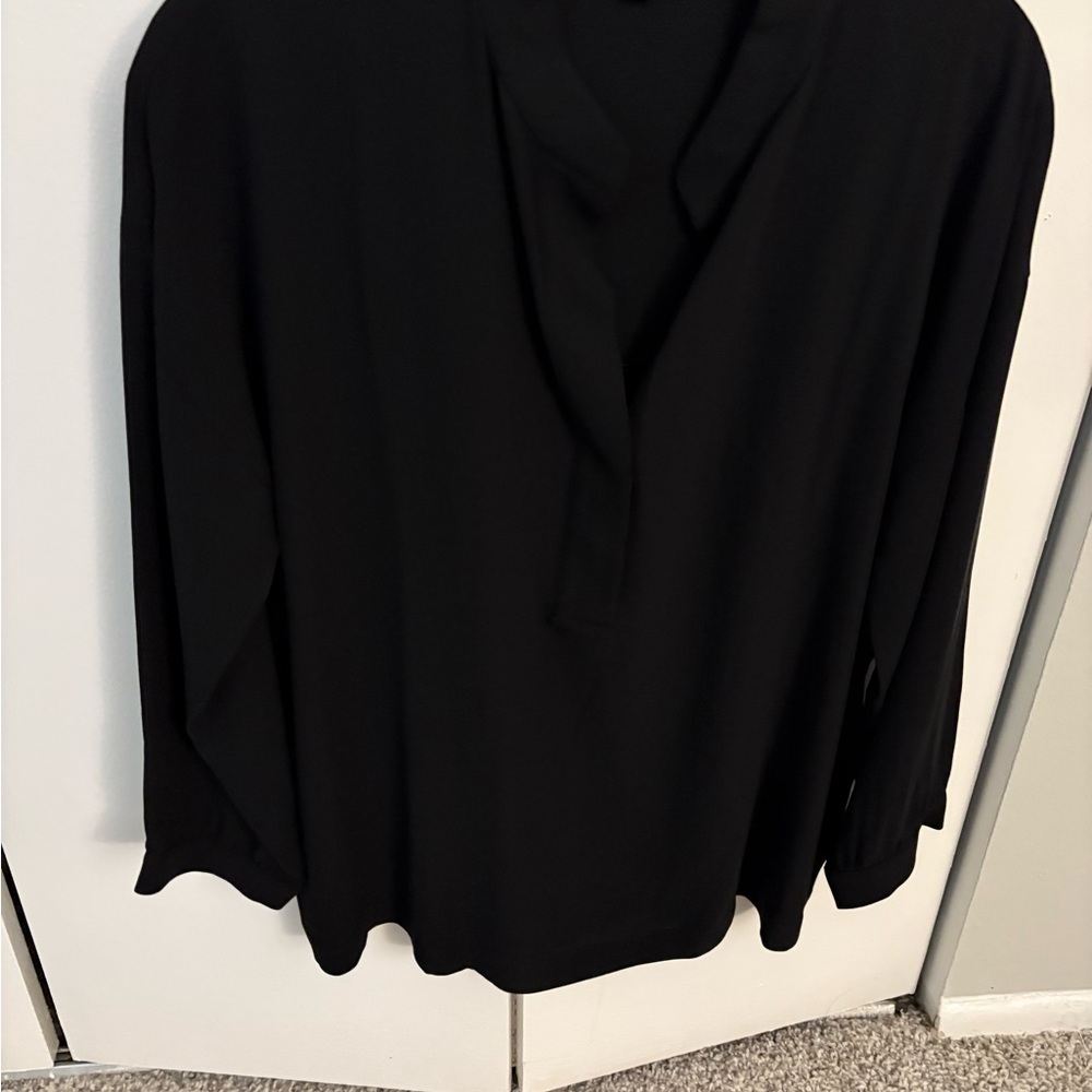 Eileen Fisher Black Relaxed Long Sleeve Blouse